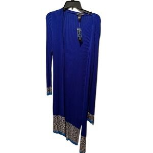 INC International Concepts Cardigan Sweater Women SZ L Blue Long Sleeve Viscose